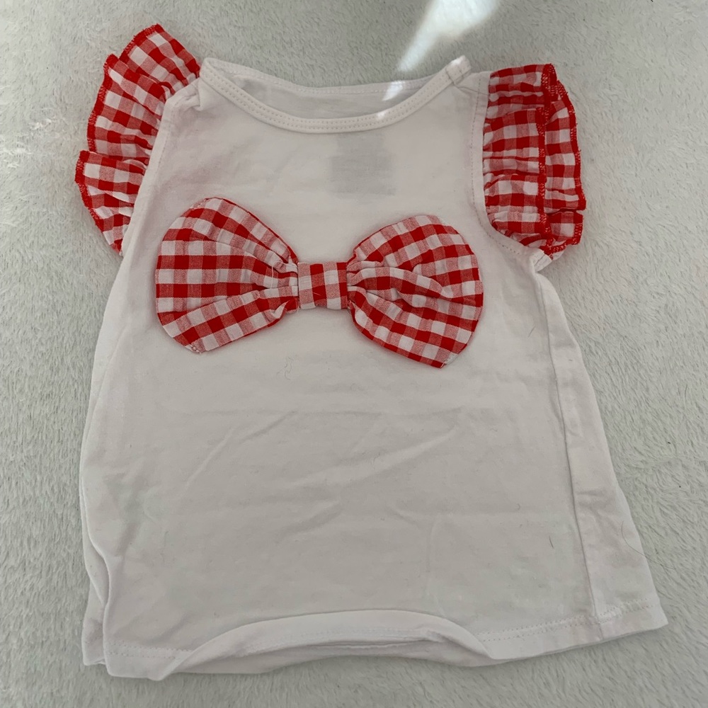 🤍6 for 15🤍First Impressions Babygirl Plaid Bow Tee